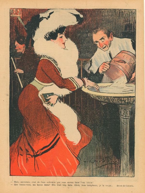 Bonne Dame- French Satirical Comic - Authentic Vintage Antique Print