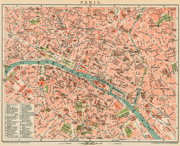 Paris, France- Antique Map - Authentic Vintage Map