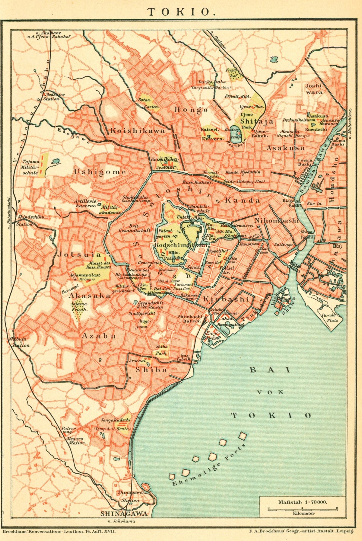 Tokyo, Japan- Antique Map - Authentic Vintage Antique Print
