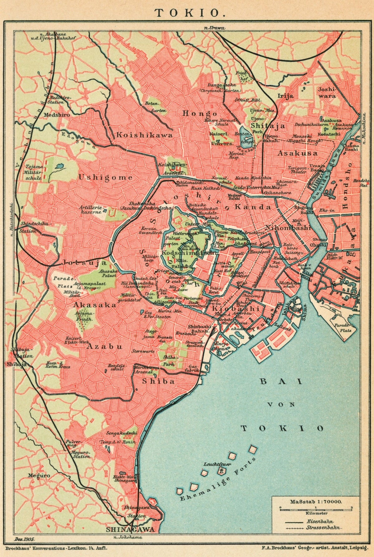 Tokyo, Japan City Plan- Antique Map - Authentic Vintage Antique Print