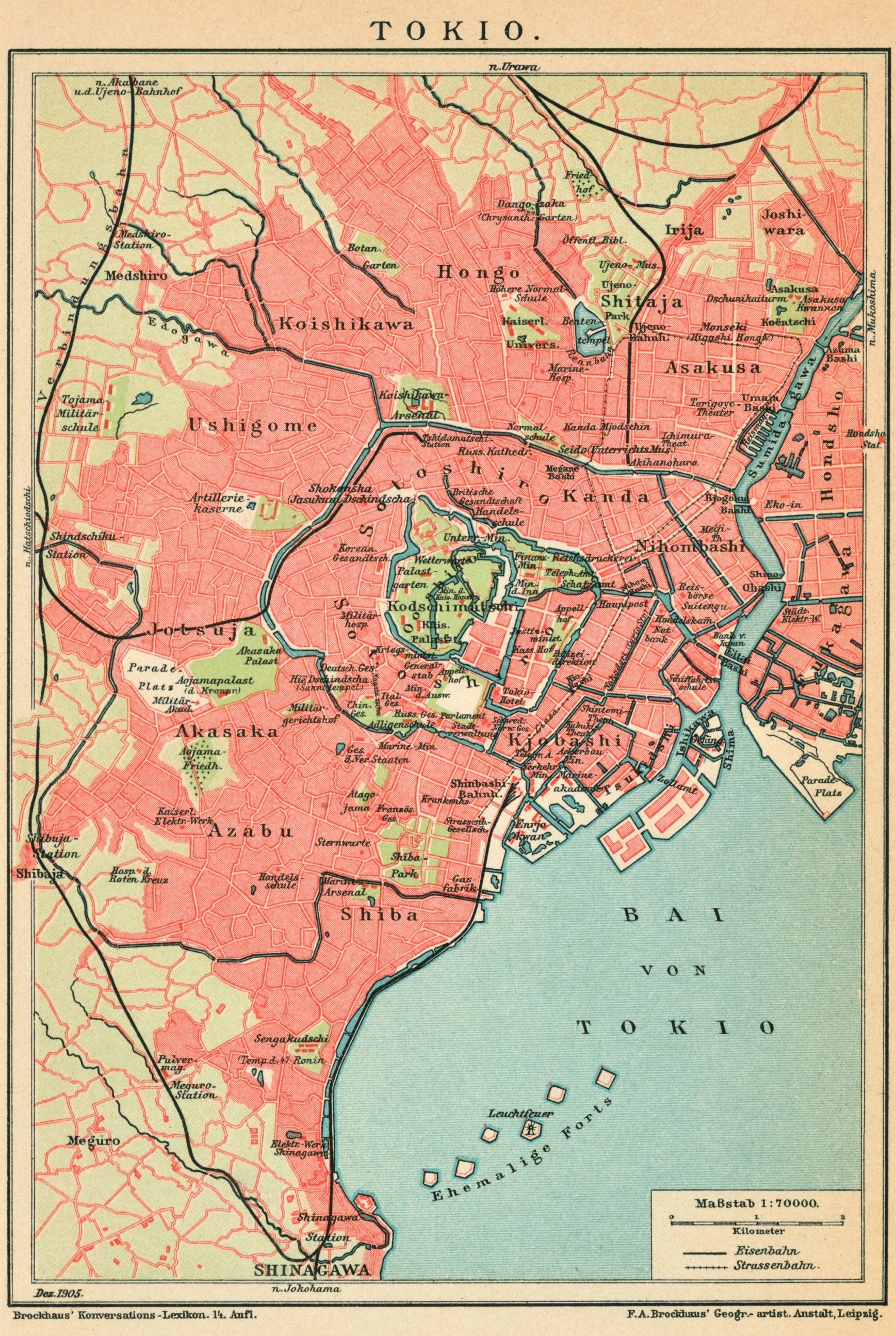 Tokyo, Japan City Plan- Antique Map - Authentic Vintage Antique Print