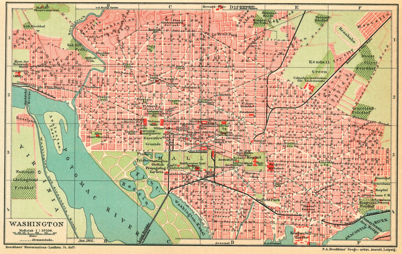 Washington DC- Antique Map - Authentic Vintage Poster