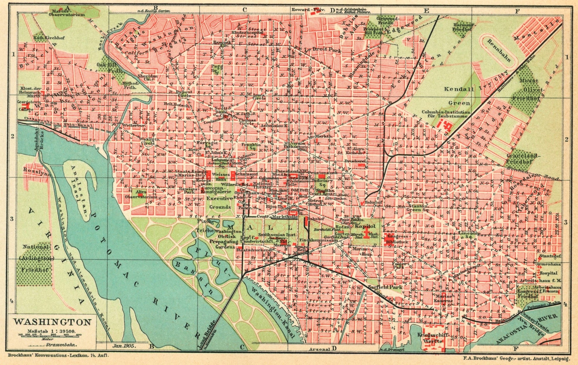 Washington DC- Antique Map - Authentic Vintage Poster