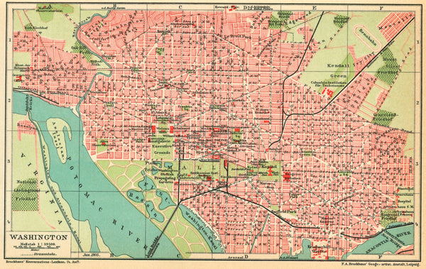 Washington DC- Antique Map - Authentic Vintage Poster
