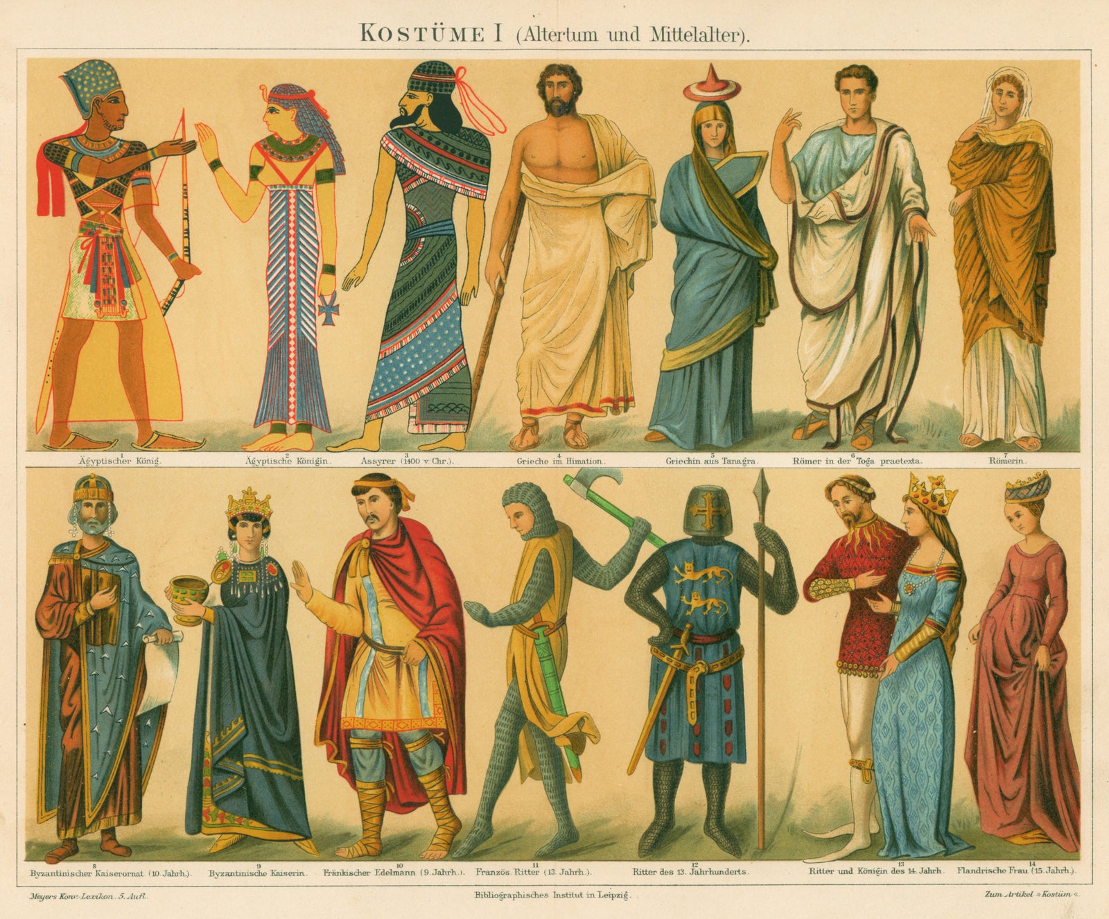 Ancient Egypt, Greece, Rome- Antique Chromolithograph Print - Authentic Vintage Antique Print