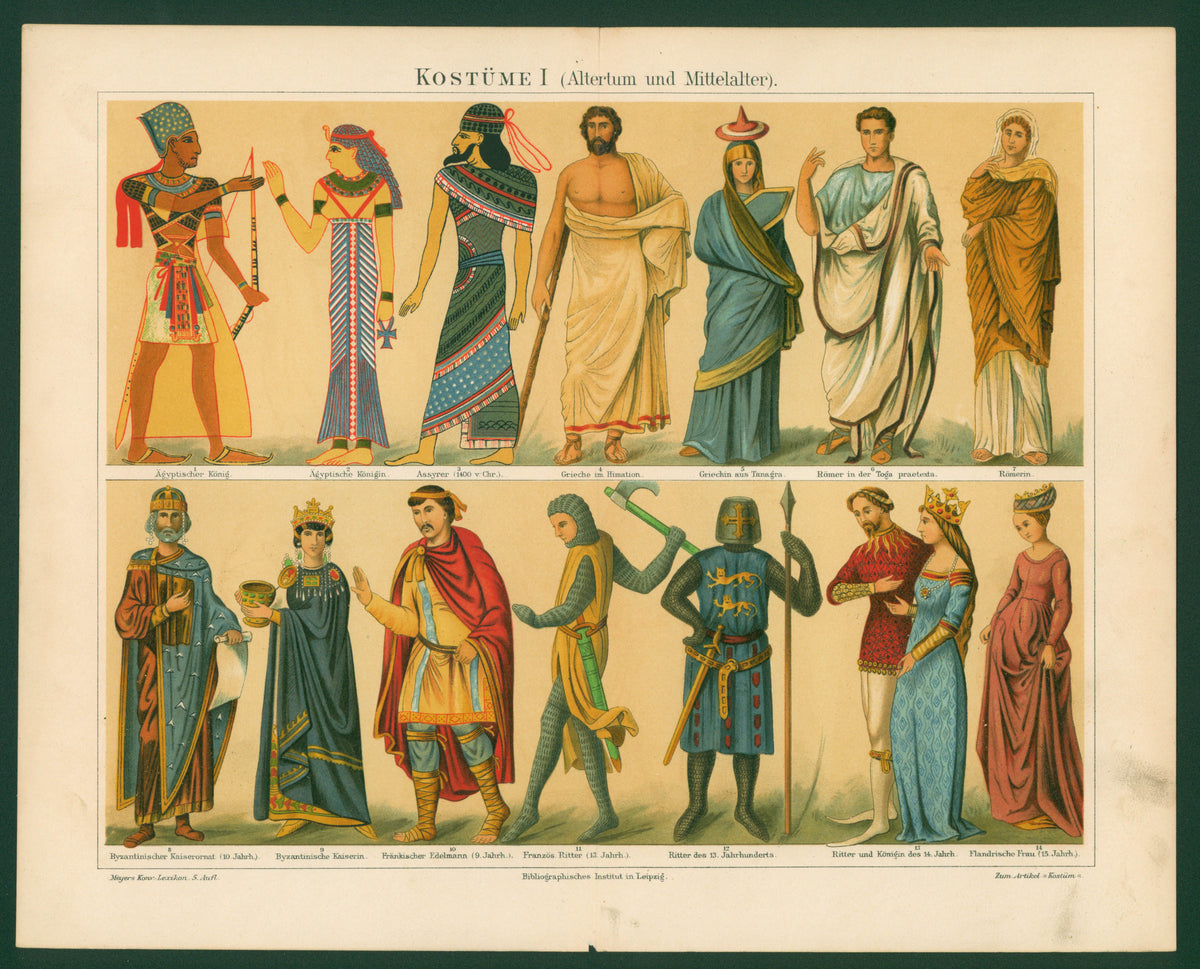 Ancient Egypt, Greece, Rome- Antique Chromolithograph Print - Authentic Vintage Antique Print