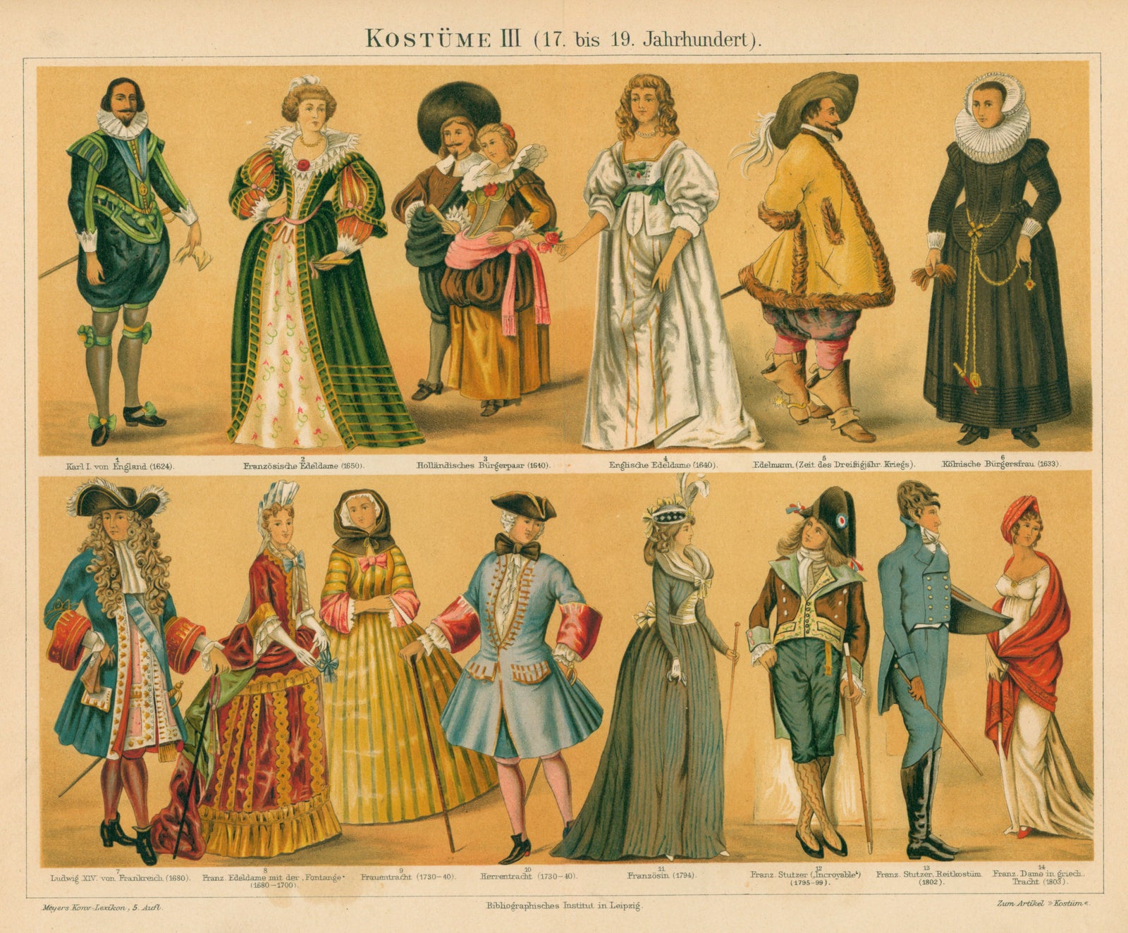 Costumes, Nobility- Antique Chromolithograph - Authentic Vintage Antique Print