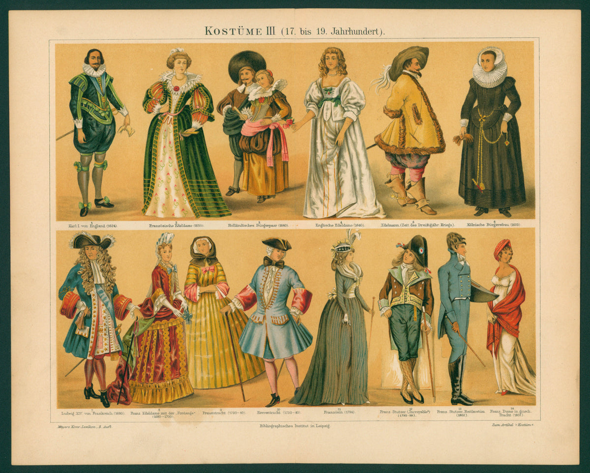 Costumes, Nobility- Antique Chromolithograph - Authentic Vintage Antique Print
