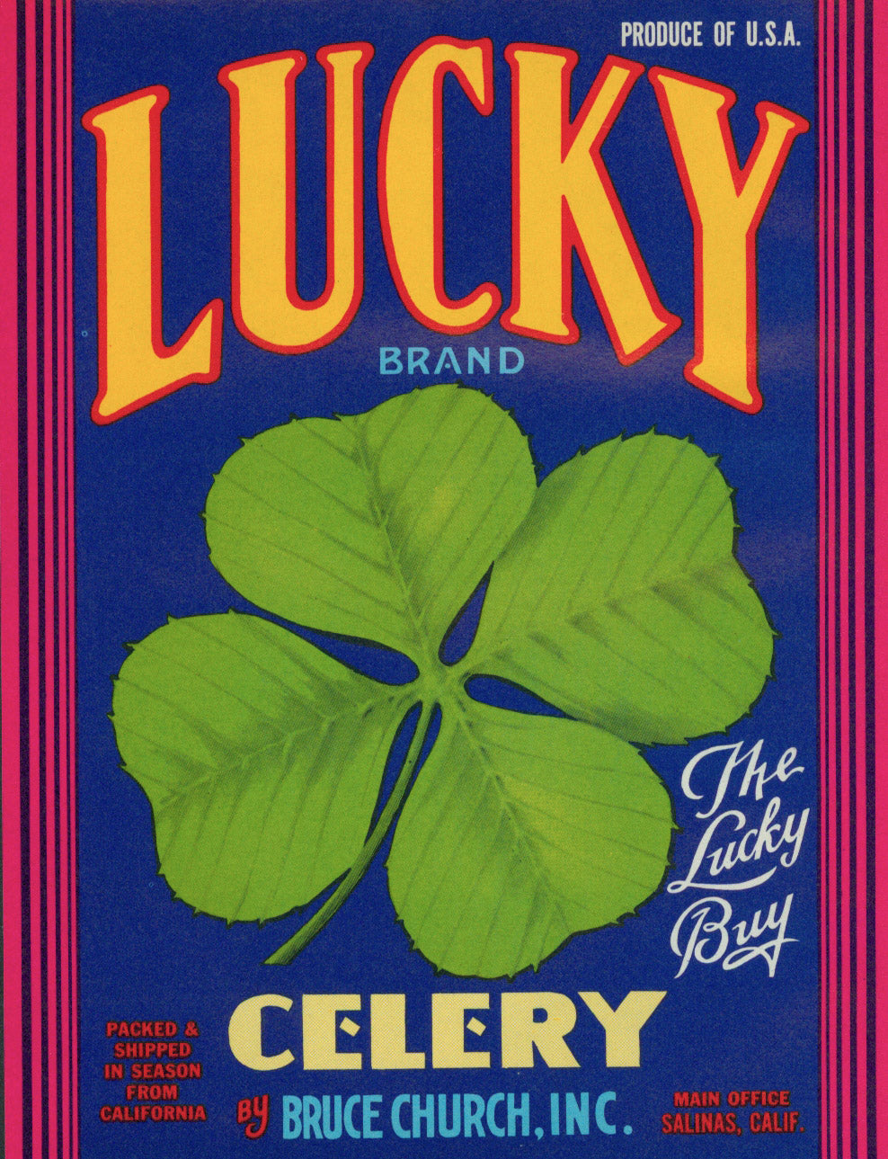 Lucky Celery- Crate Label - Authentic Vintage Antique Print
