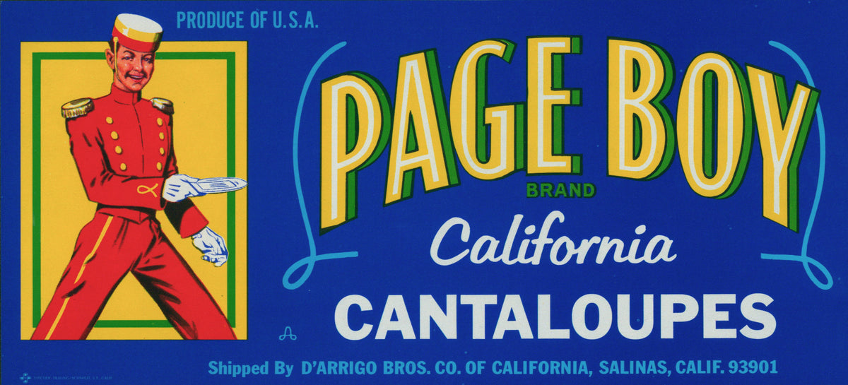 Page Boy Cantaloupes- Crate Label - Authentic Vintage Antique Print