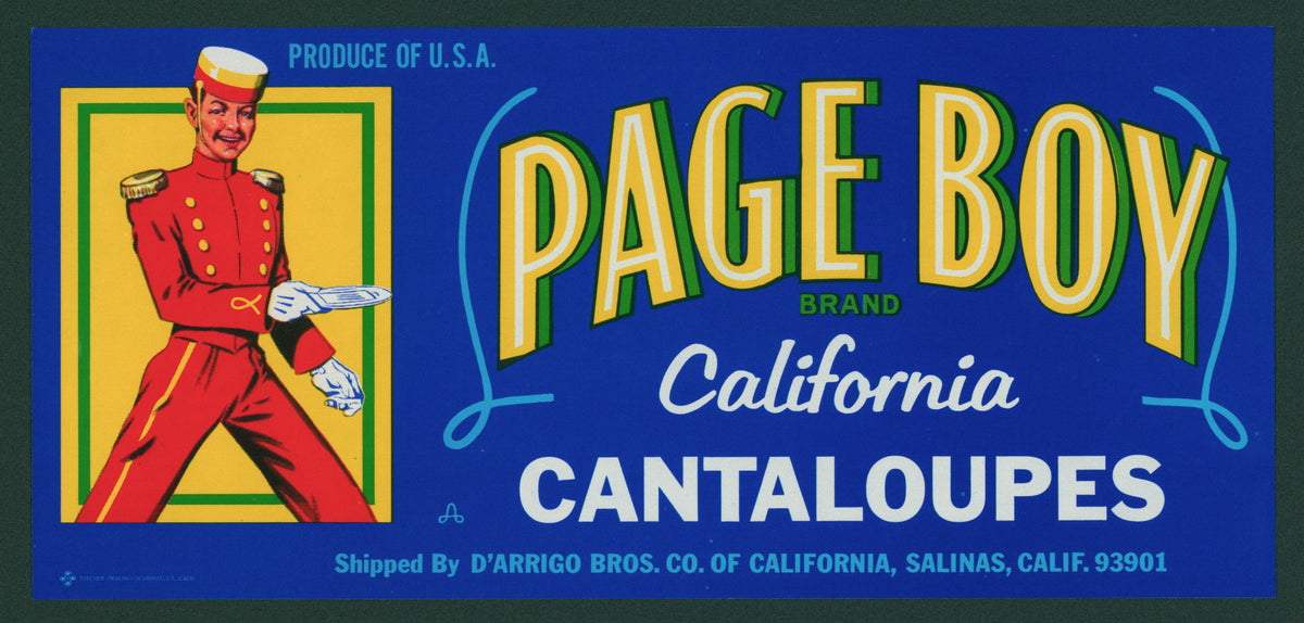 Page Boy Cantaloupes- Crate Label - Authentic Vintage Antique Print