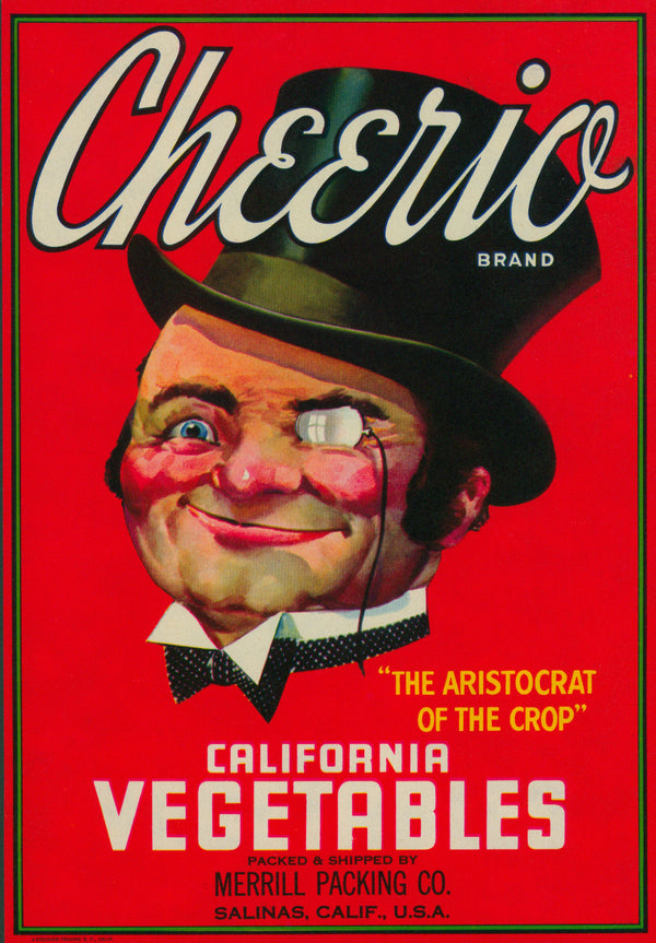 Cheerio California Vegetables - Crate Label - Authentic Vintage Product Label