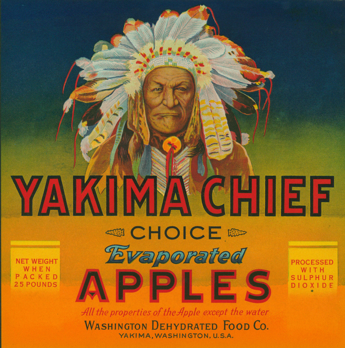 Yakima Chief Evaporated Apples- Crate Label - Authentic Vintage Antique Print