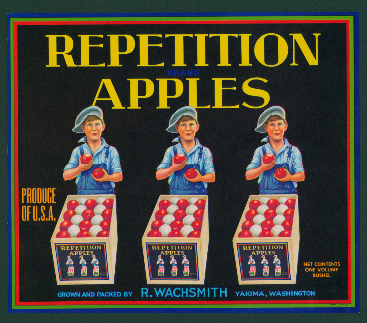 Repetition Apples- Crate Label - Authentic Vintage Antique Print
