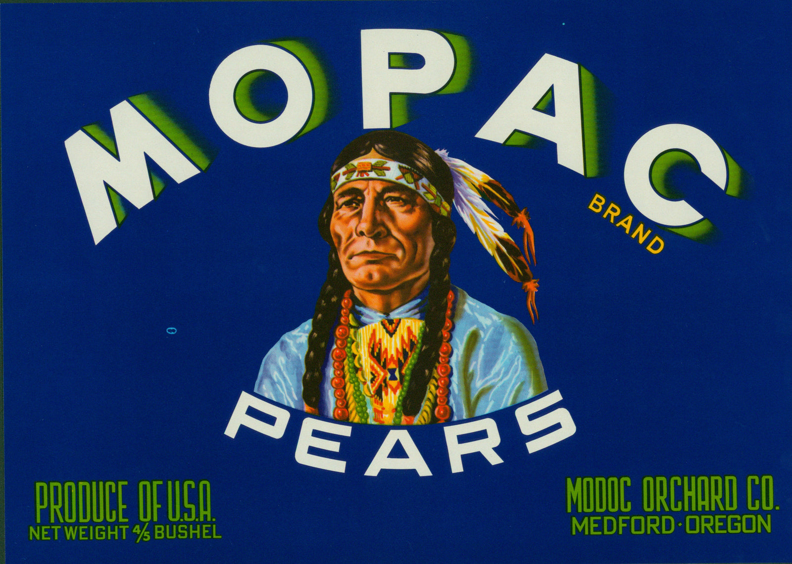 Mopac Pears- Crate Label - Authentic Vintage Product Label