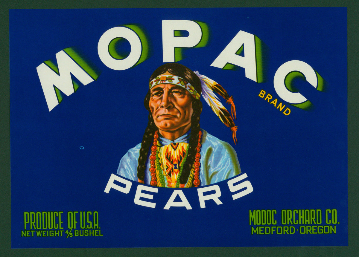 Mopac Pears- Crate Label - Authentic Vintage Antique Print