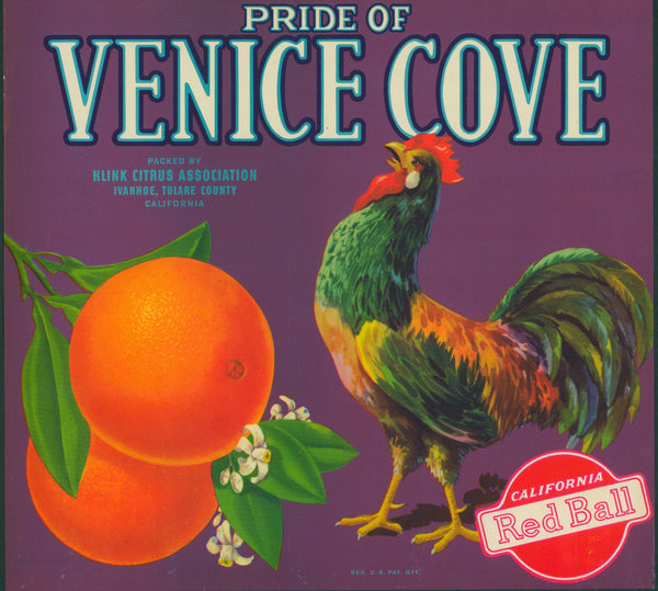 Pride of Venice Cove- Crate Label - Authentic Vintage Product Label