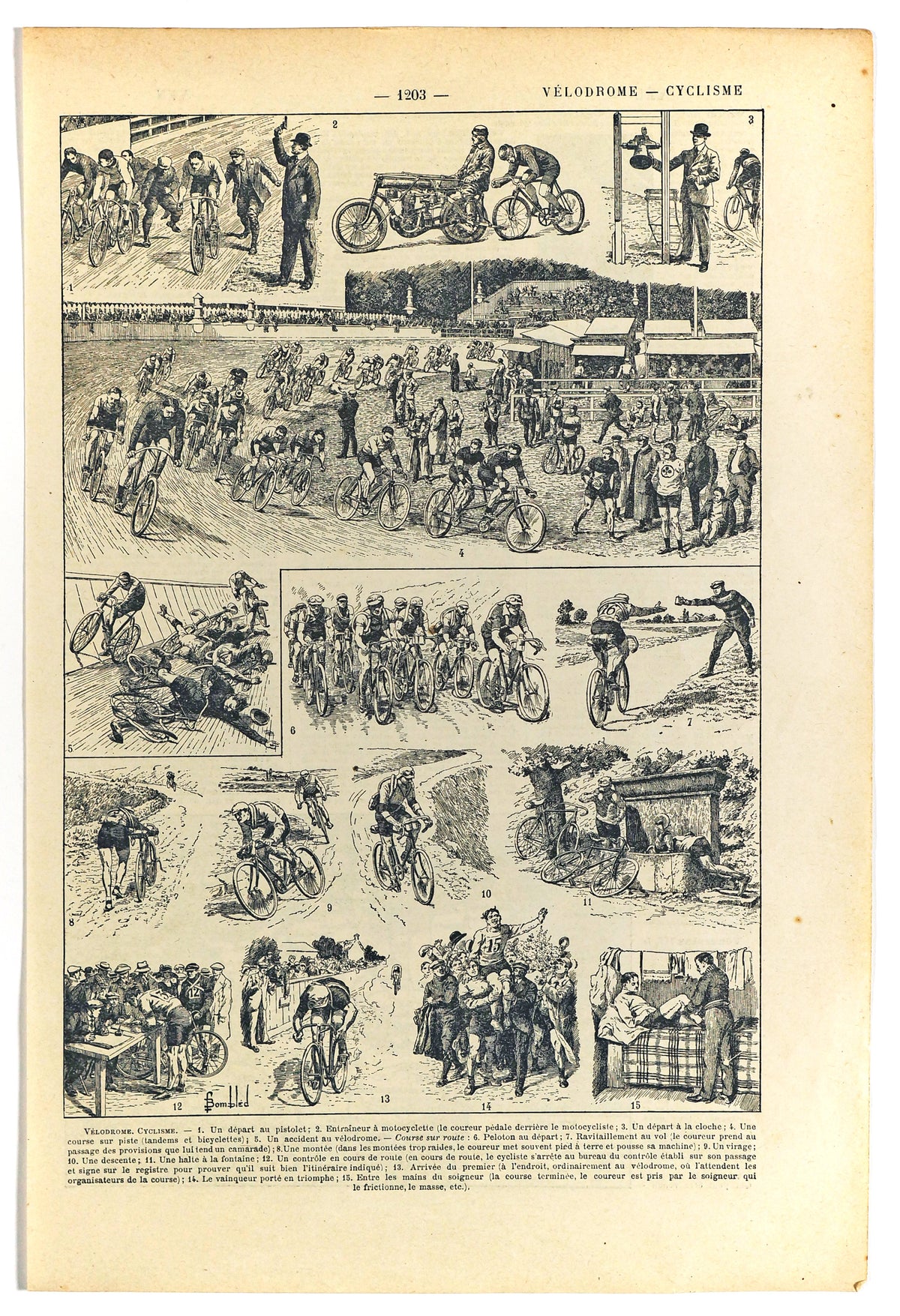 Cycling Races, Road &amp; Mountain, Bicycles Antique Print - Authentic Vintage Poster