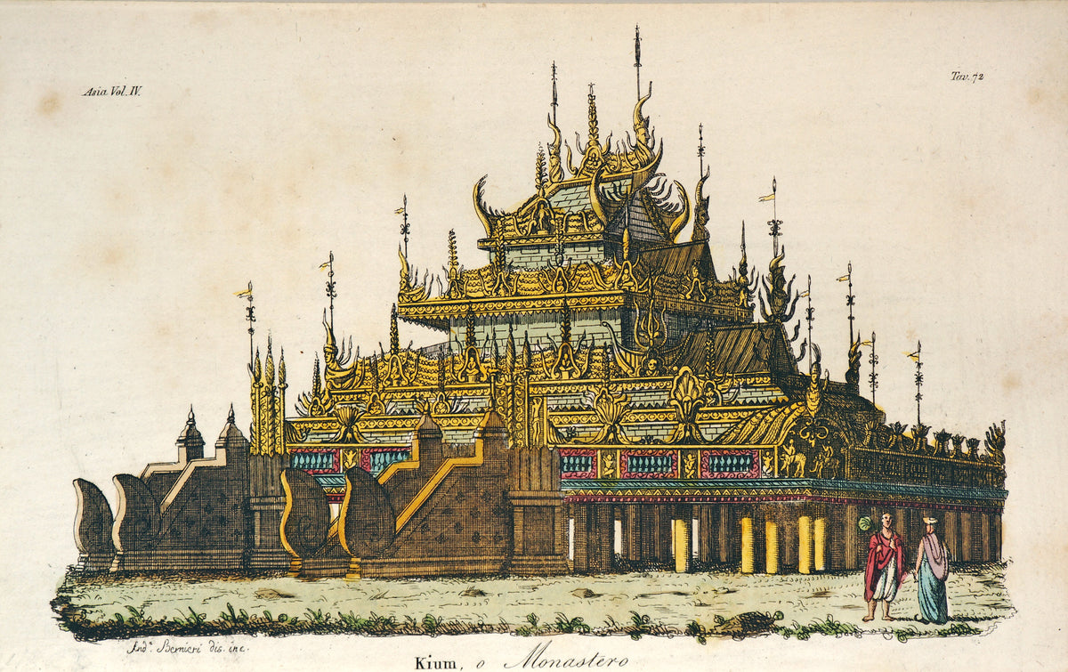 Kium, Buddhist Monastery - Authentic Vintage Antique Print
