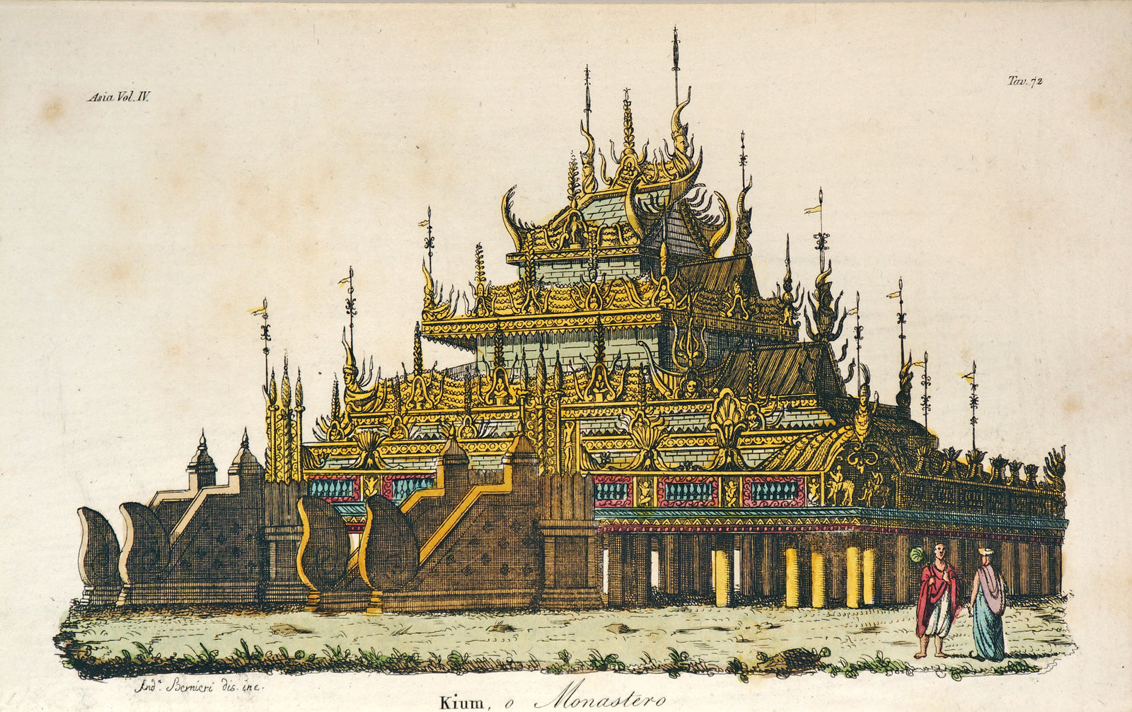 Kium, Buddhist Monastery - Authentic Vintage Antique Print