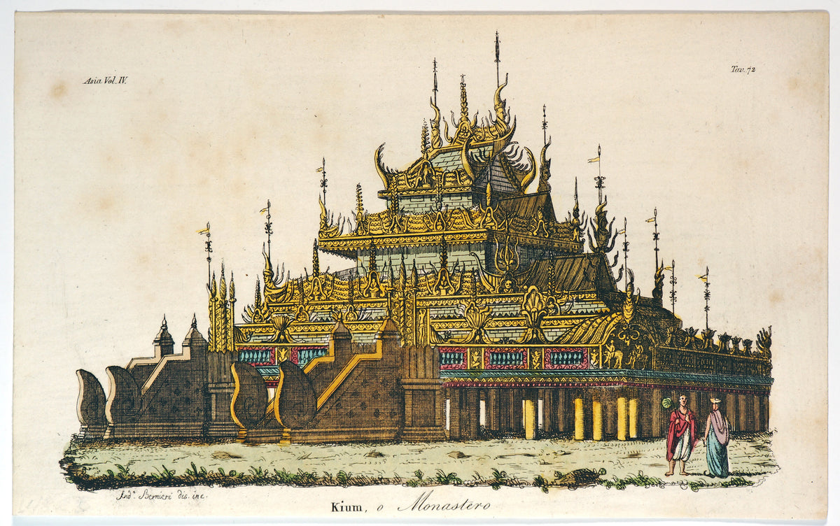Kium, Buddhist Monastery - Authentic Vintage Antique Print