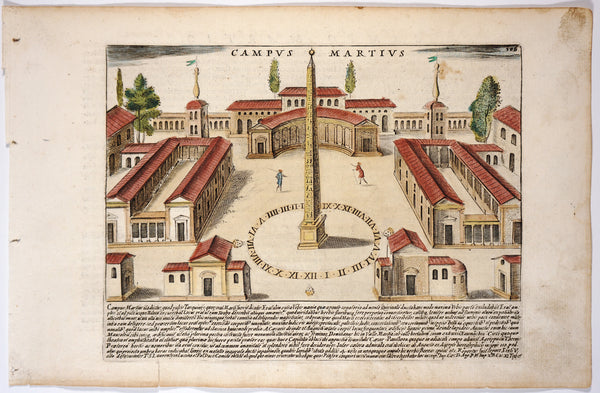 Campo Marzio, Rome, Italy Hand Colored Engraving - Authentic Vintage Antique Print