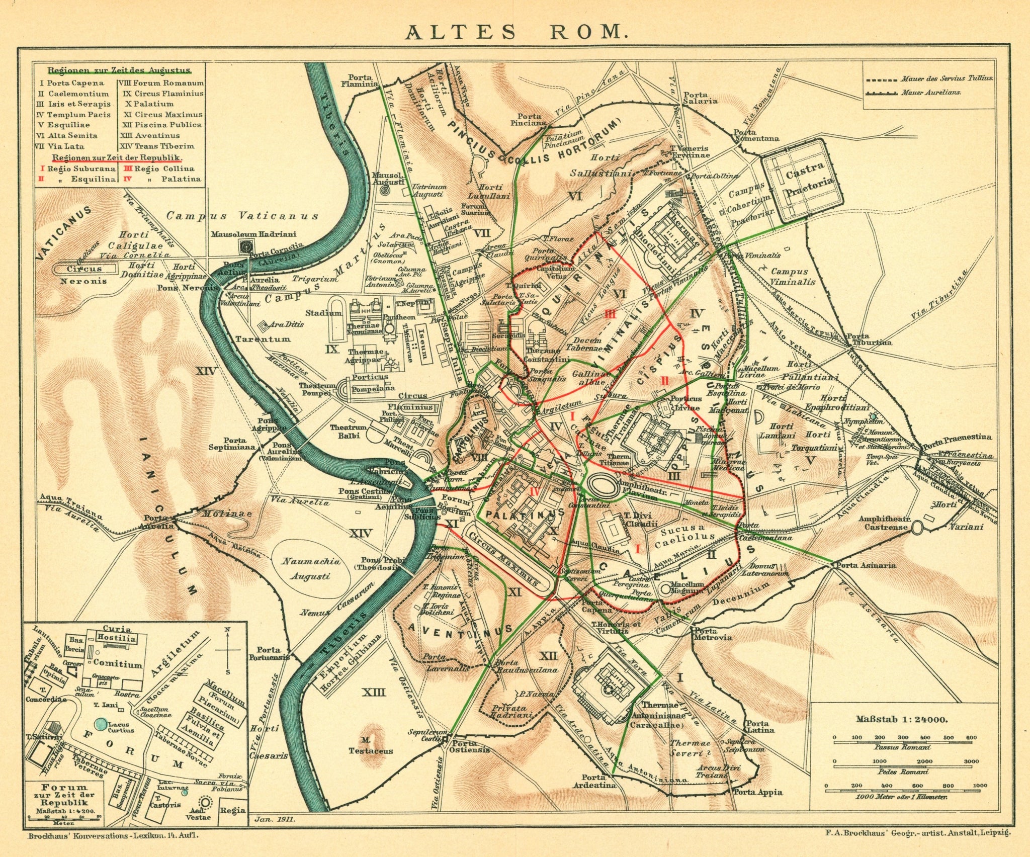 Ancient Rome- Antique Map- Original Vintage Poster - Authentic Vintage ...
