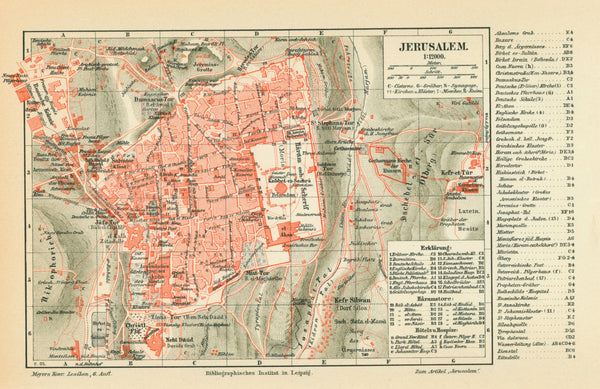 Jerusalem- Antique Map - Authentic Vintage Map