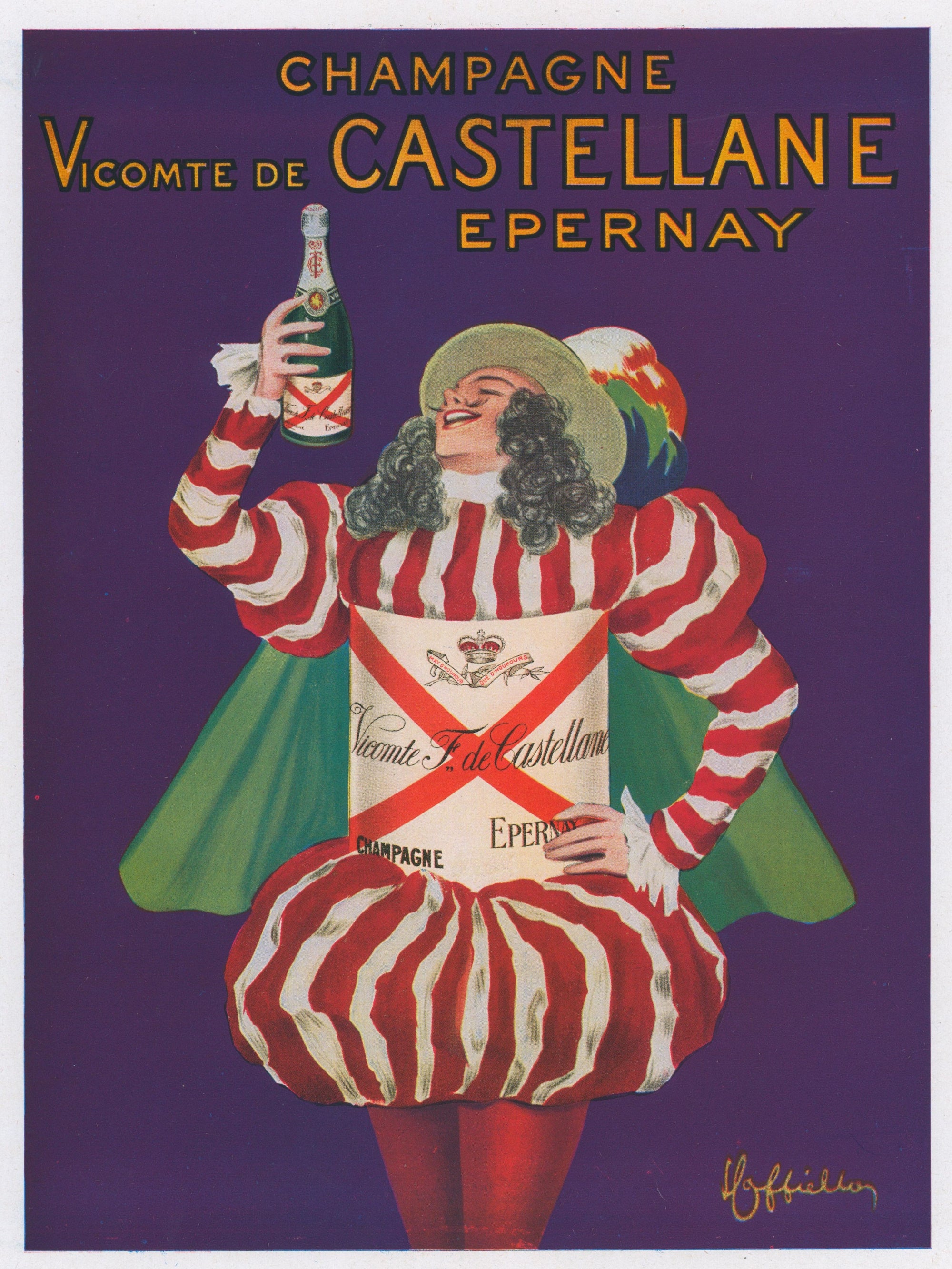 Cappiello-"Champagne Vicomte de Castellane Epernay" - c1920s - Authentic Vintage Antique Print