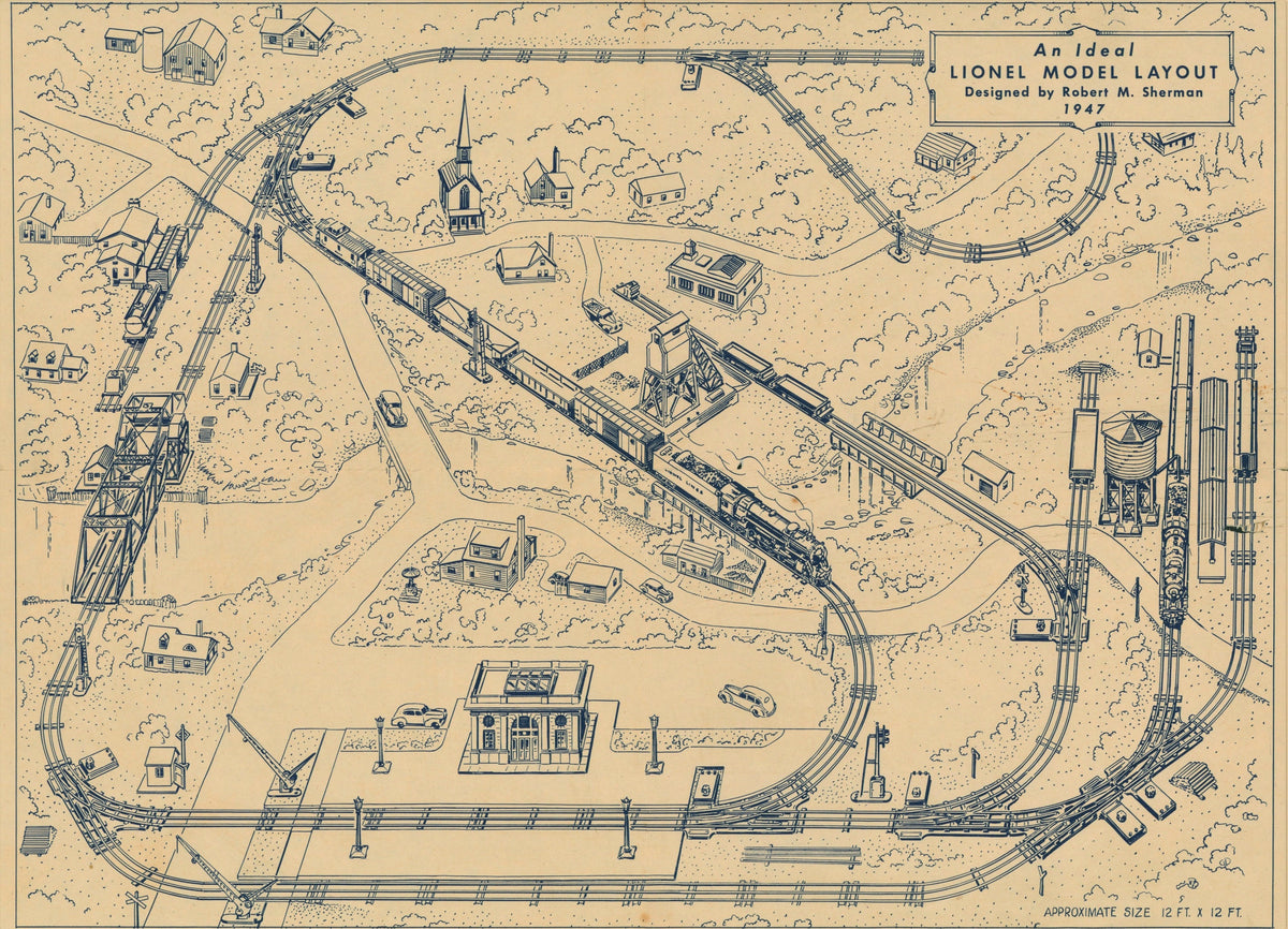 Lionel Train Layout - Authentic Vintage Antique Print