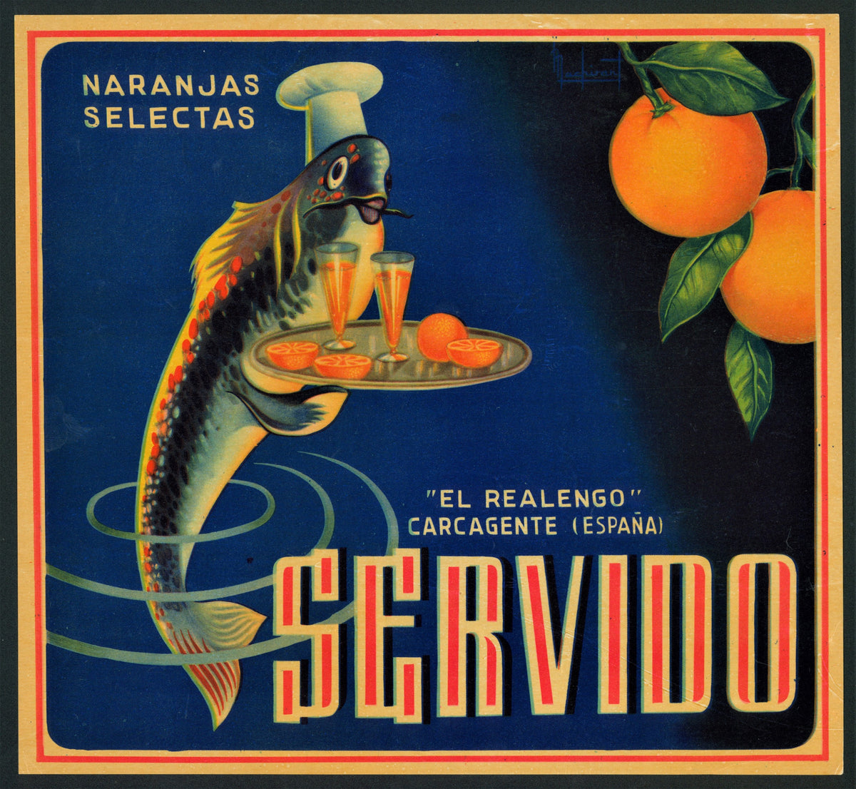 Spanish Crate Label - 2 - Authentic Vintage Antique Print