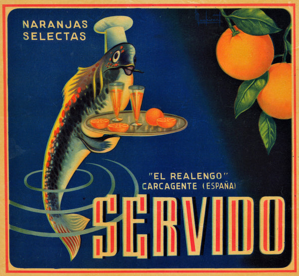 Servido- Spanish Crate Label - Authentic Vintage Product Label