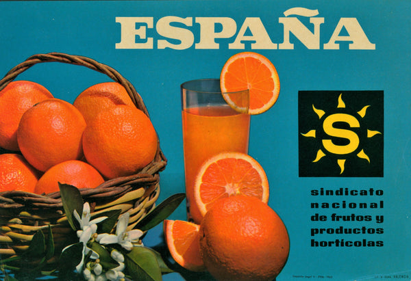 España Oranges- Spanish Crate Label - Authentic Vintage Product Label