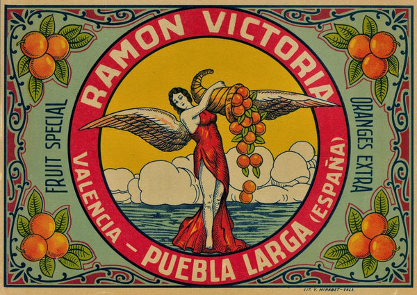 Ramon Victoria Valencia- Spanish Crate Label - Authentic Vintage Product Label