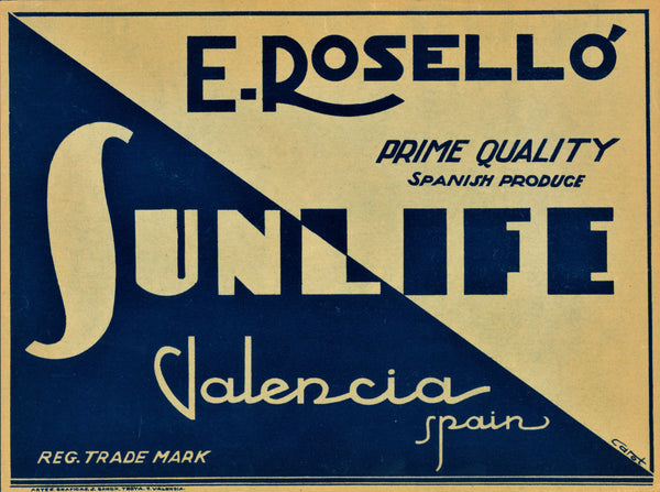 Sunlife Valencia- Spanish Crate Label - Authentic Vintage Product Label