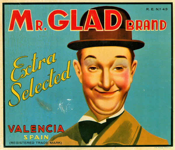 Mr. Glad Brand- Spanish Crate Label - Authentic Vintage Product Label
