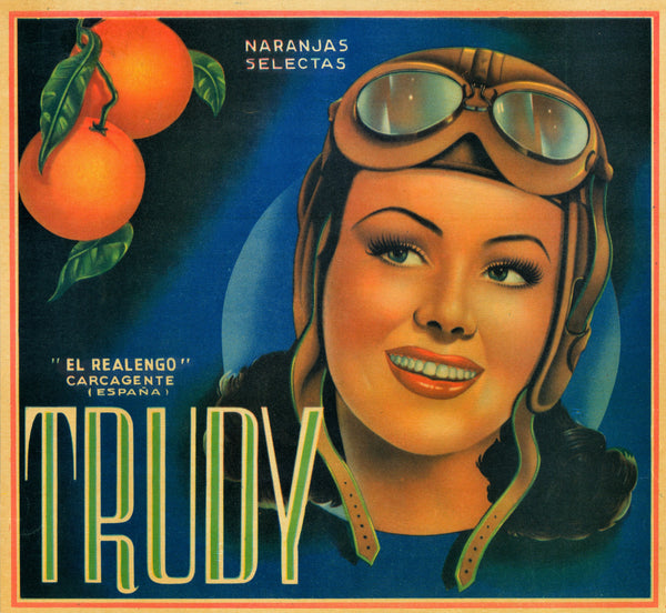 Naranjas Select Trudy- Spanish Crate Label - Authentic Vintage Product Label