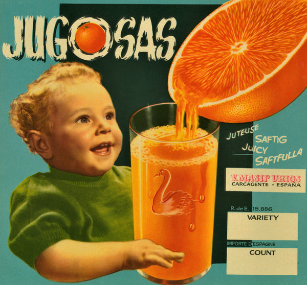 Jugosas- Spanish Crate Label - Authentic Vintage Product Label