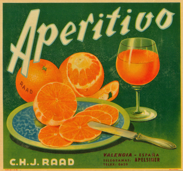 Aperitivo- Spanish Crate Label - Authentic Vintage Product Label
