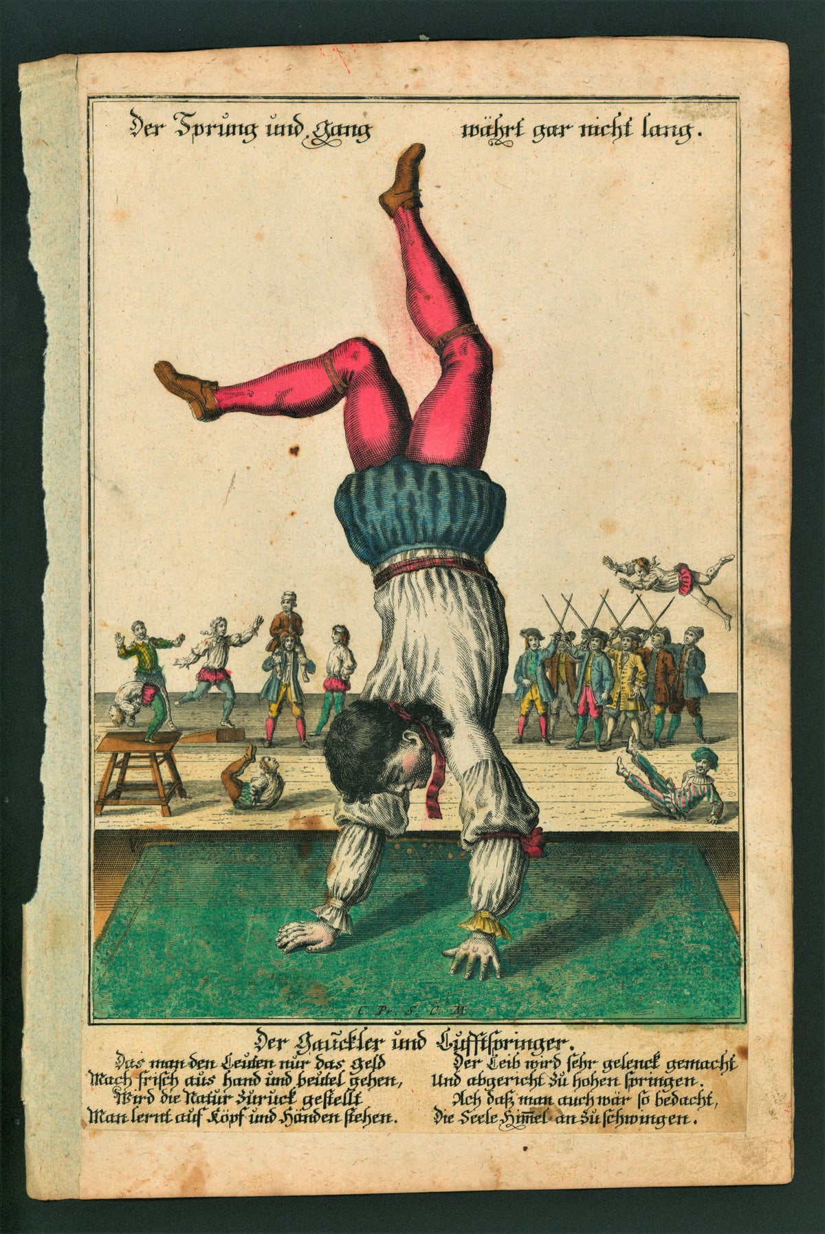 Hand Stand Engraving by Martin Engelbrecht - Authentic Vintage Antique Print