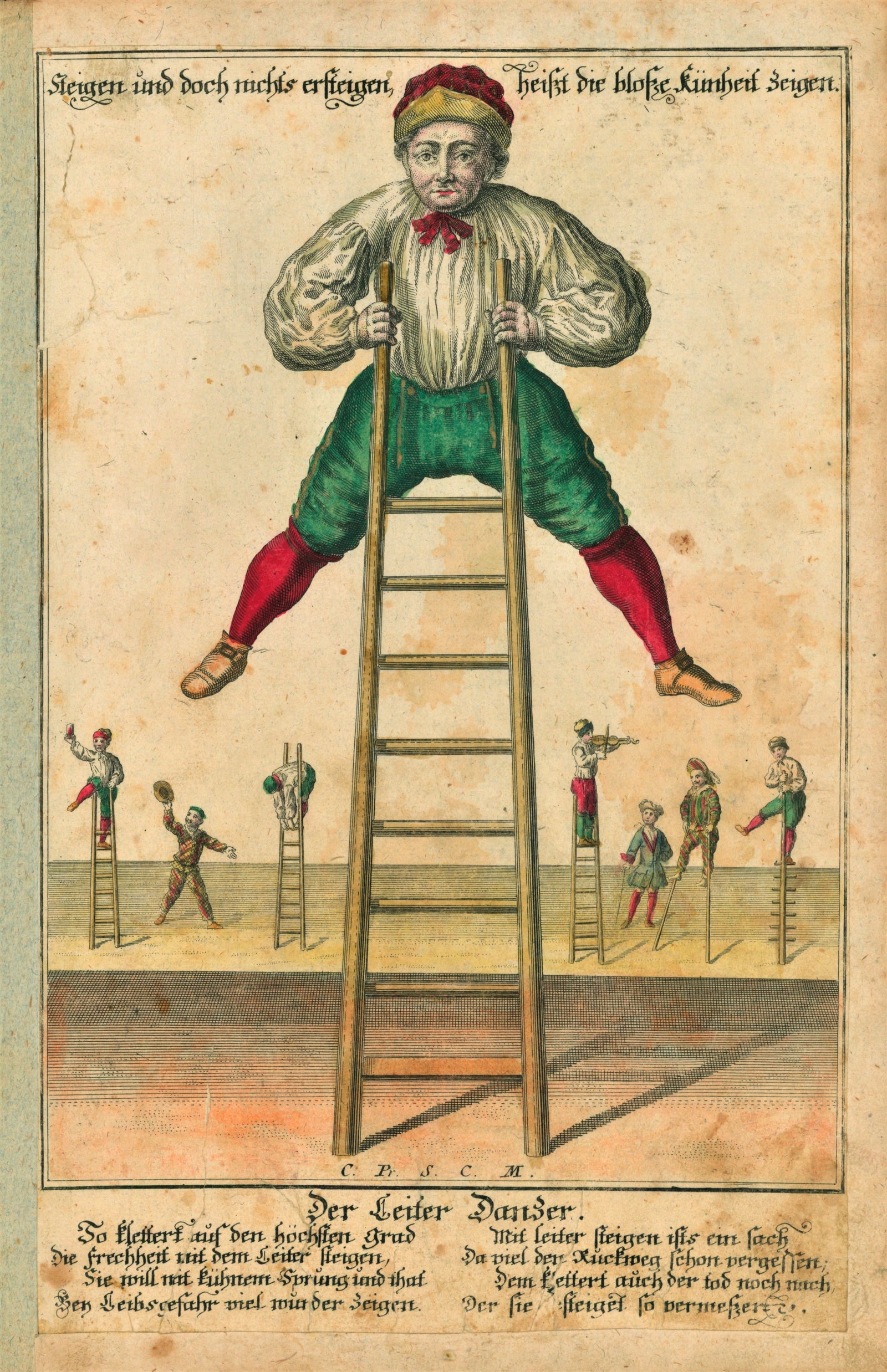 Stilts by Martin Engelbrecht - Authentic Vintage Antique Print