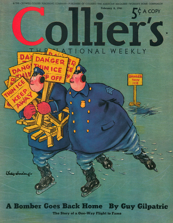 Danger, Thin Ice- Collier's Weekly - Authentic Vintage Cover Art