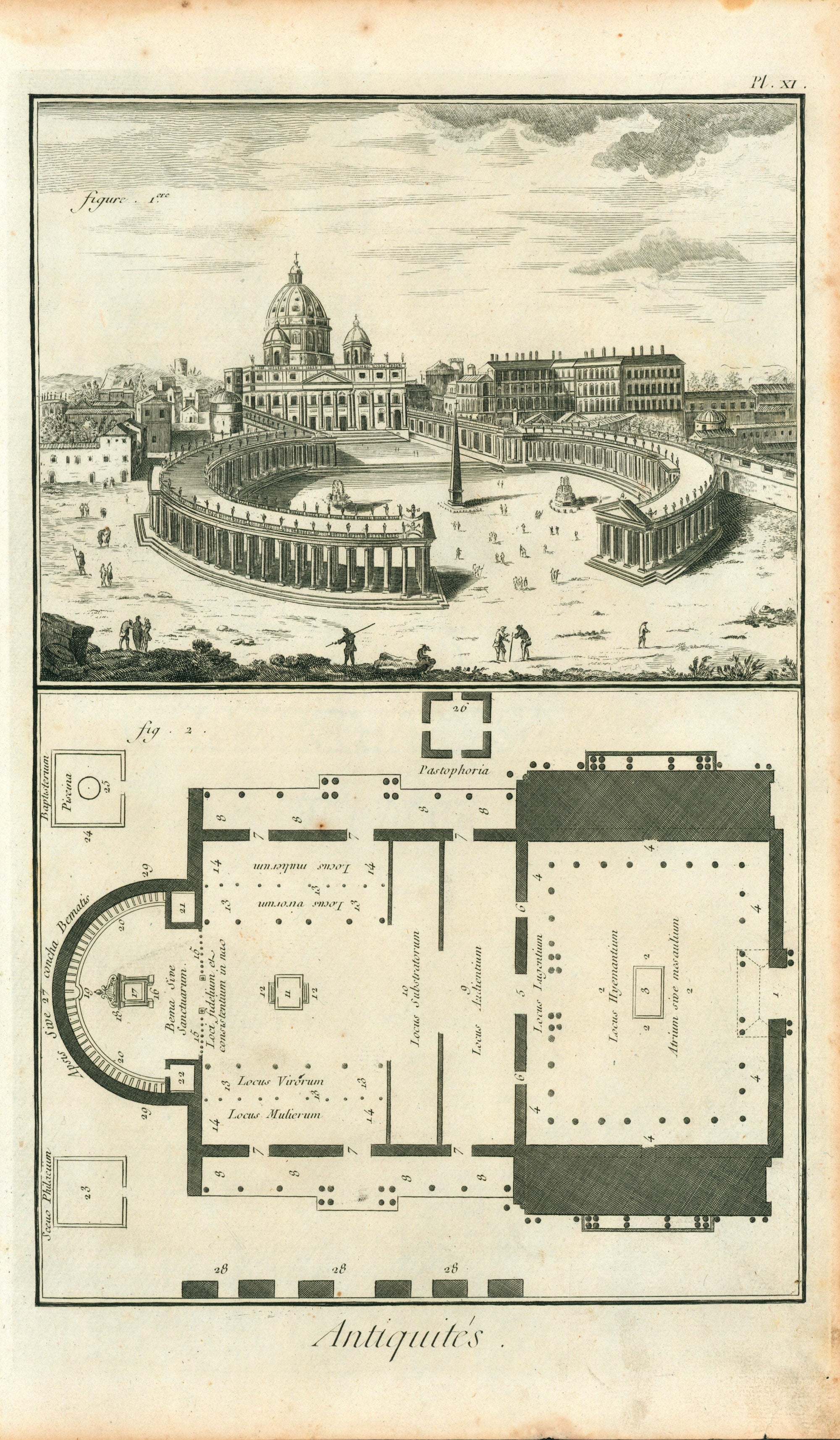 Vatican Architectural Engraving - DGRB - Authentic Vintage Antique Print
