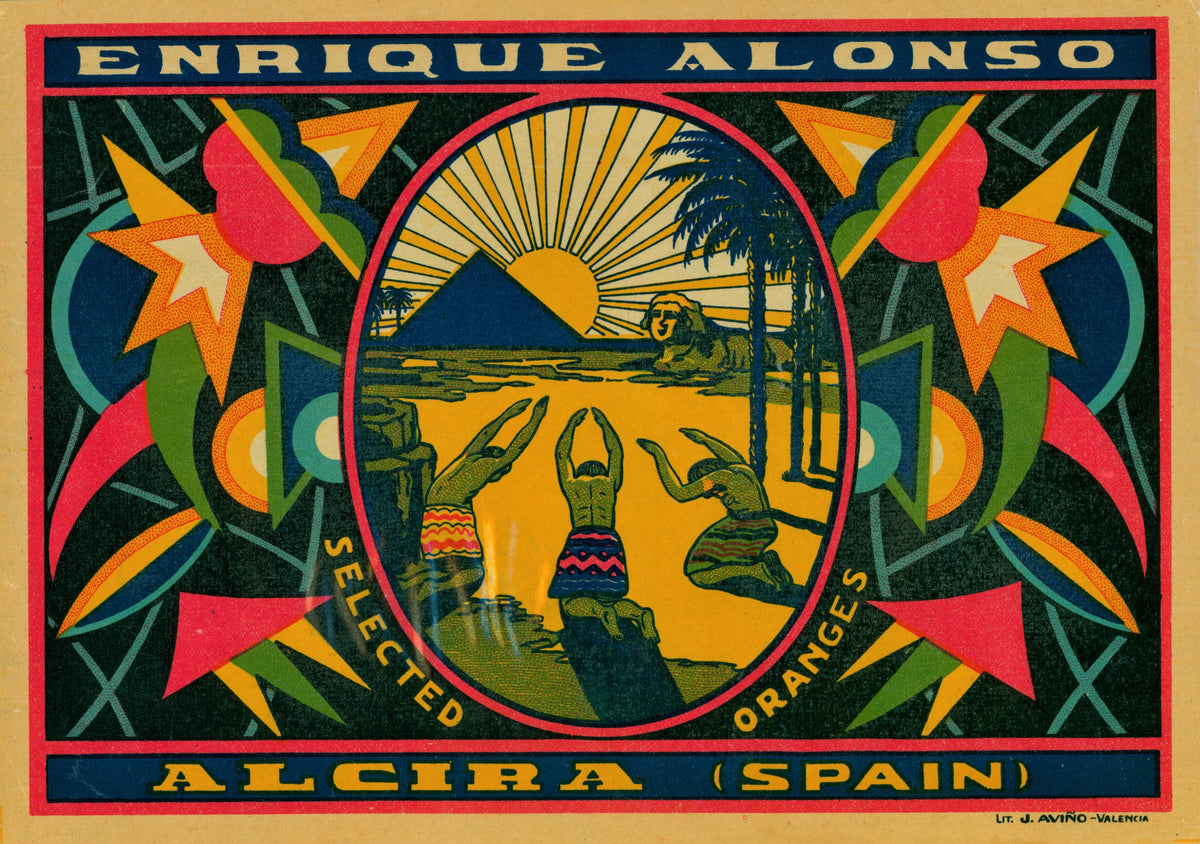 Enrique Alonso- Spanish Crate Label - Authentic Vintage Antique Print