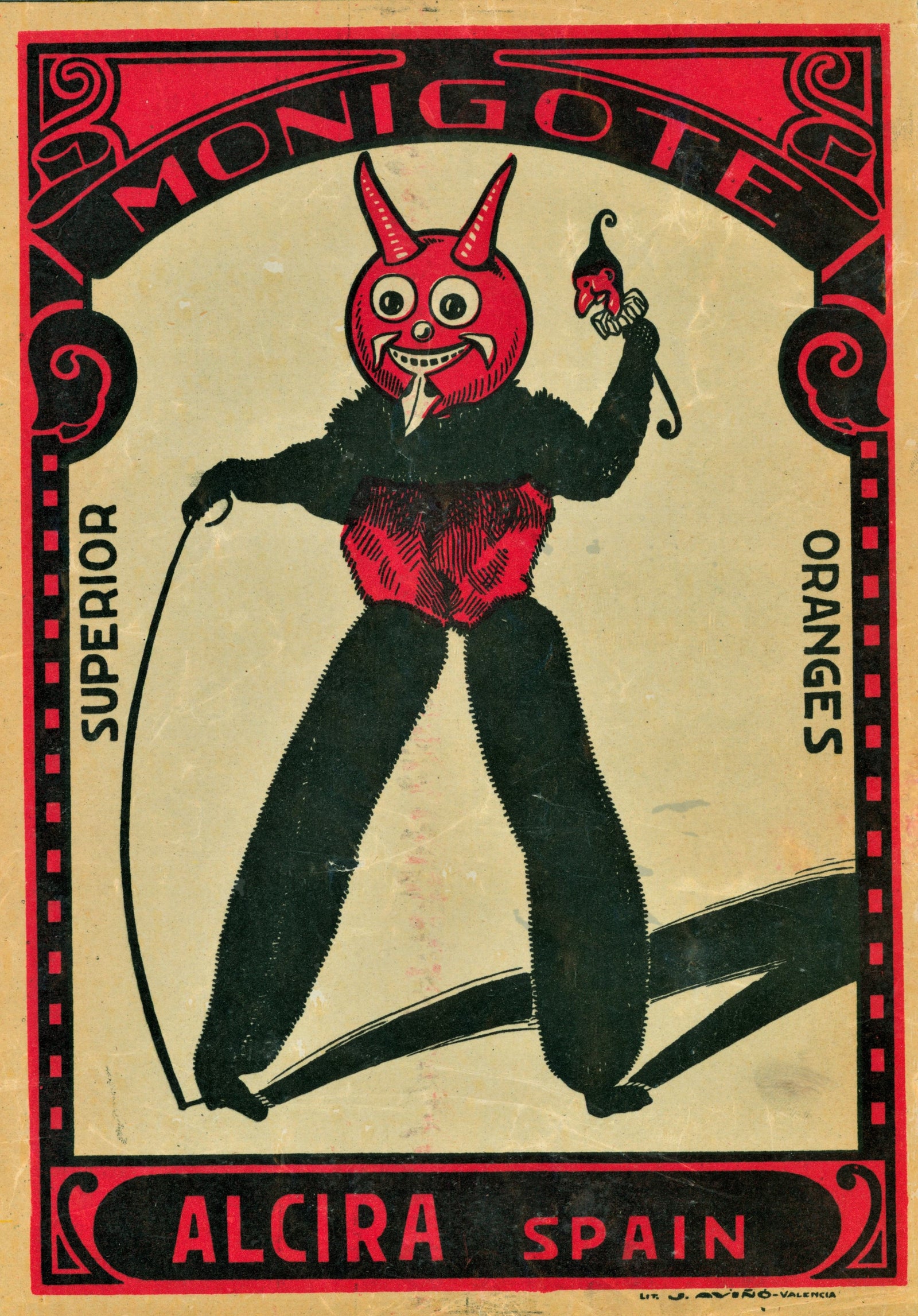 Monigote- Spanish Crate Label - Authentic Vintage Antique Print