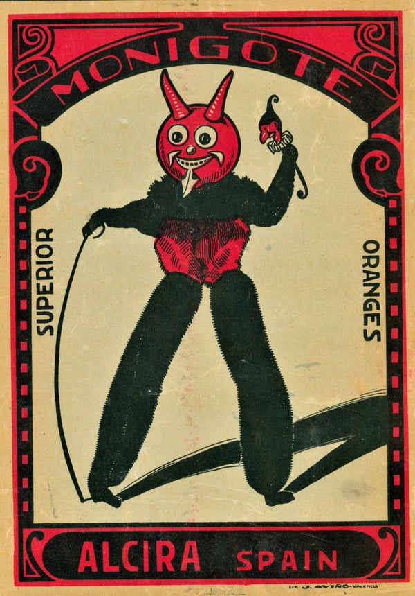 Monigote Devil- Spanish Crate Label - Authentic Vintage Product Label