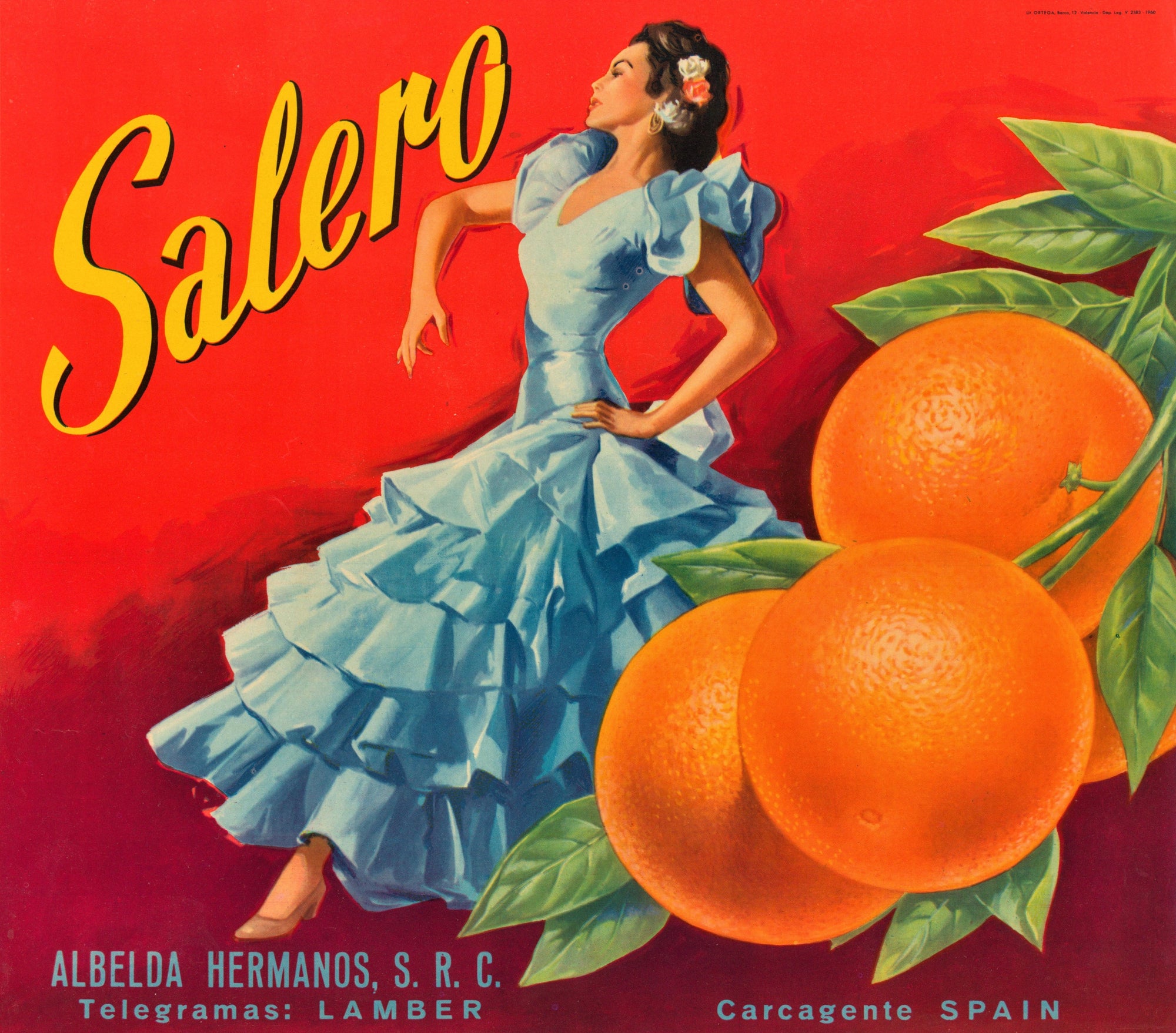 Salerno- Spanish Crate Label - Authentic Vintage Antique Print