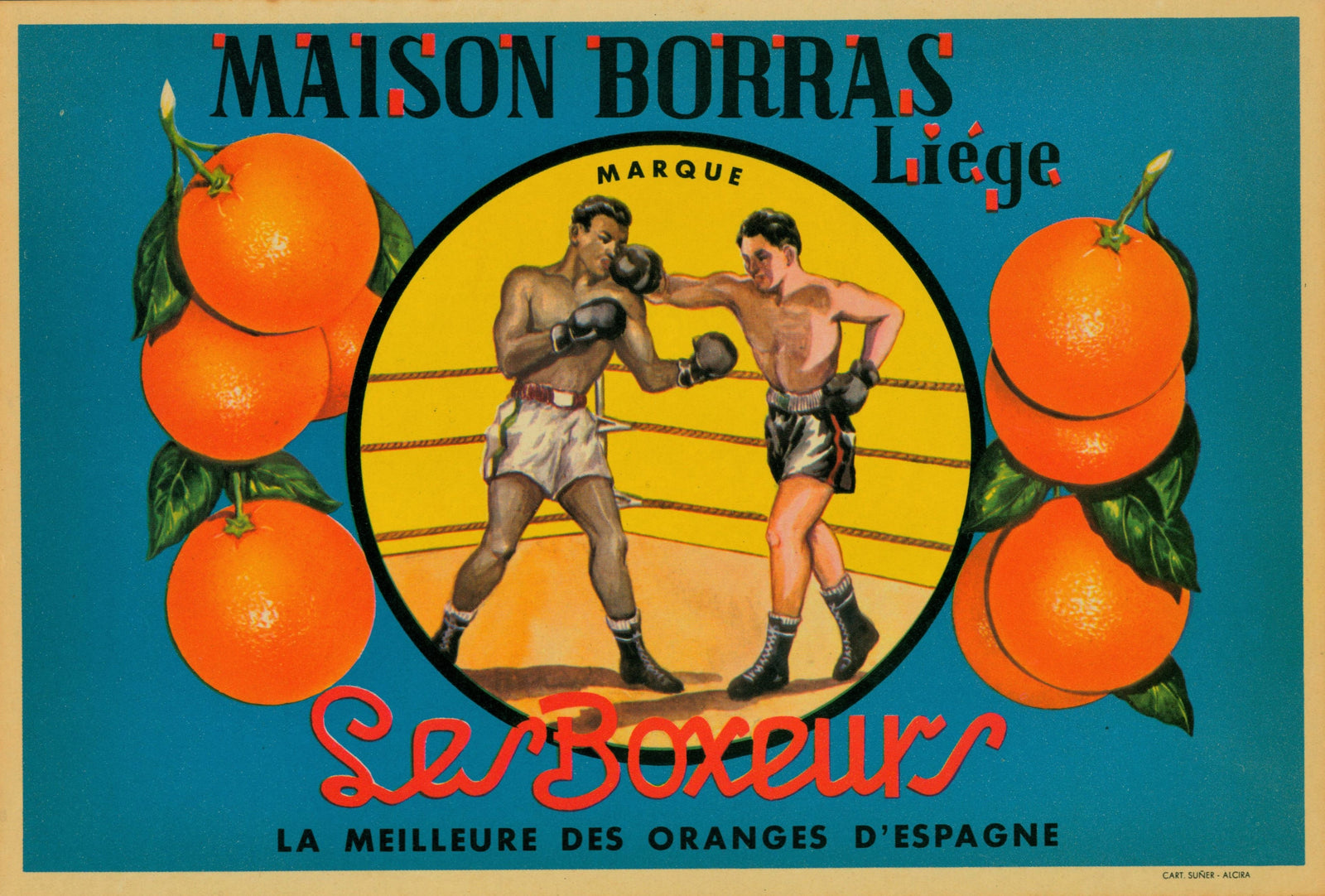 Maison Borras Boxers- Spanish Crate Label - Authentic Vintage Antique Print