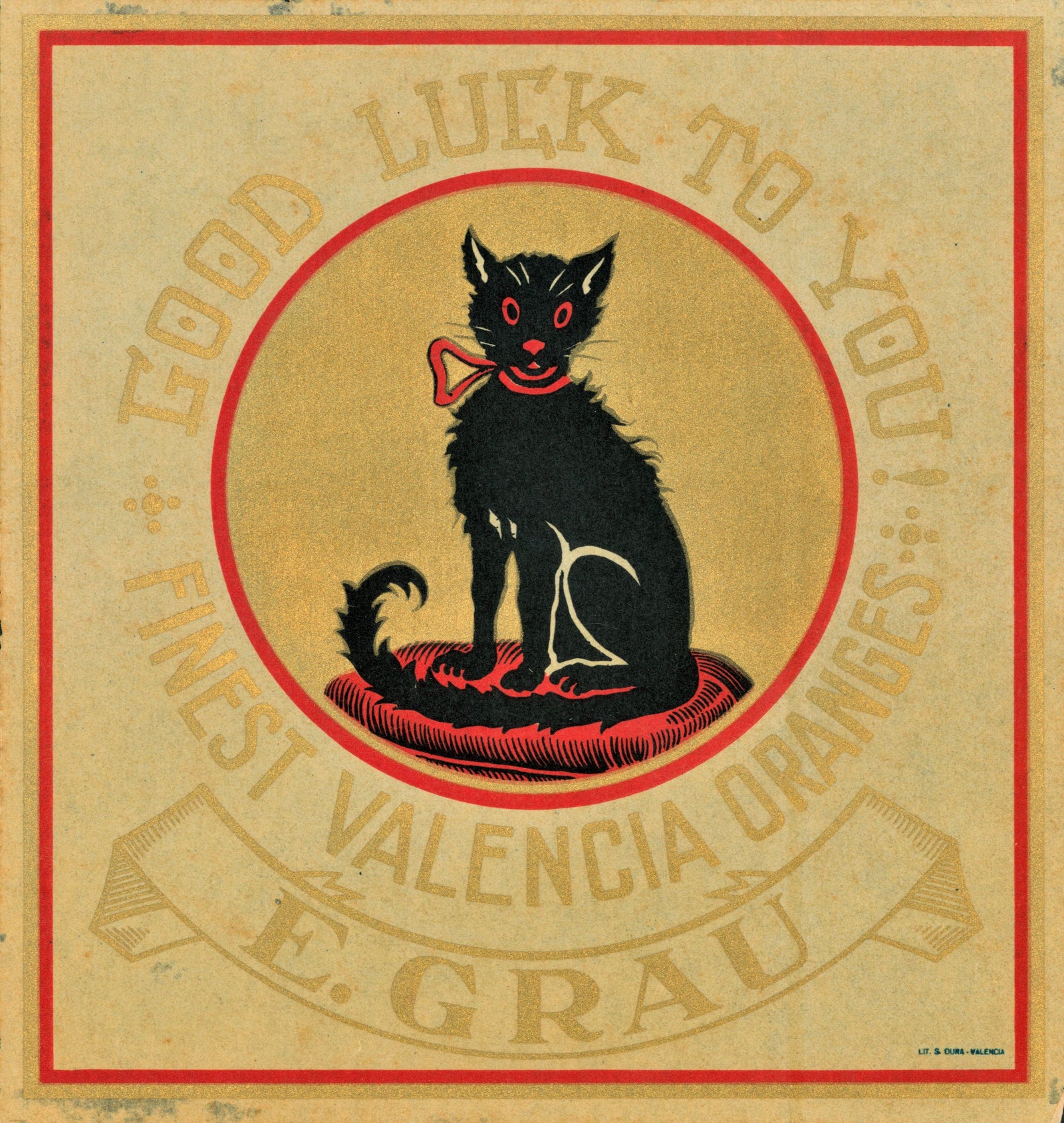 Good Luck to You- Spanish Crate Label - Authentic Vintage Antique Print
