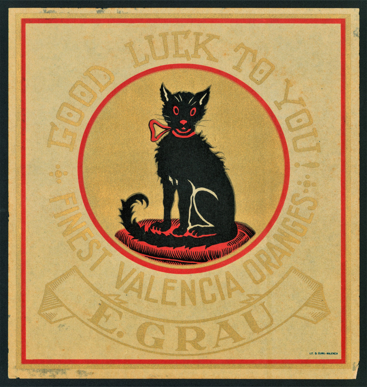 Good Luck to You- Spanish Crate Label - Authentic Vintage Antique Print